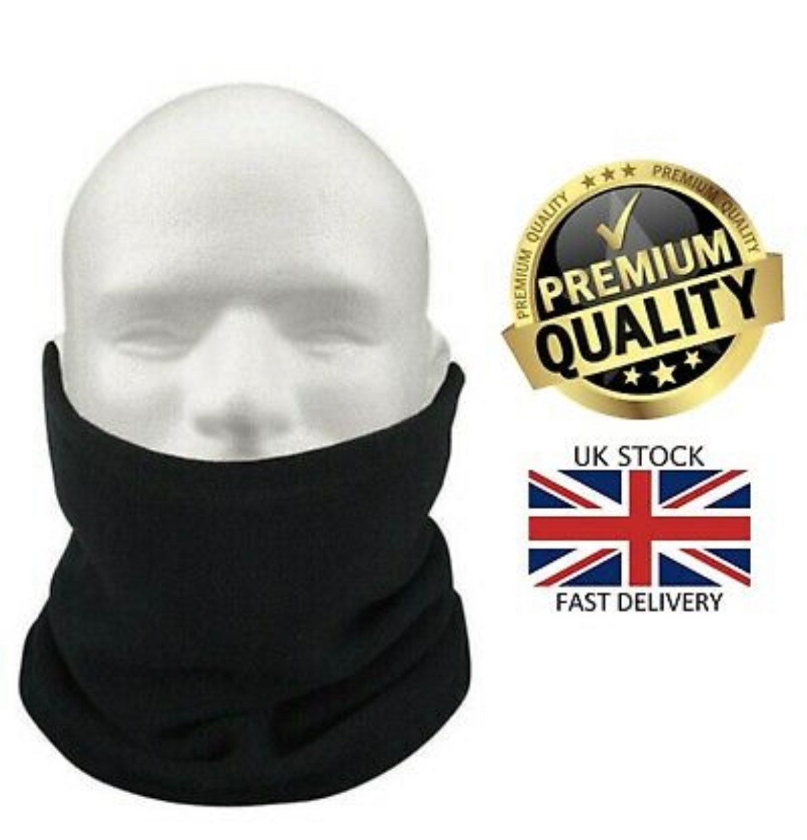 NEW Men’s + Women’s Thermal Polar Fleece Black Neck Warmer Snood Scarf Ski Hat