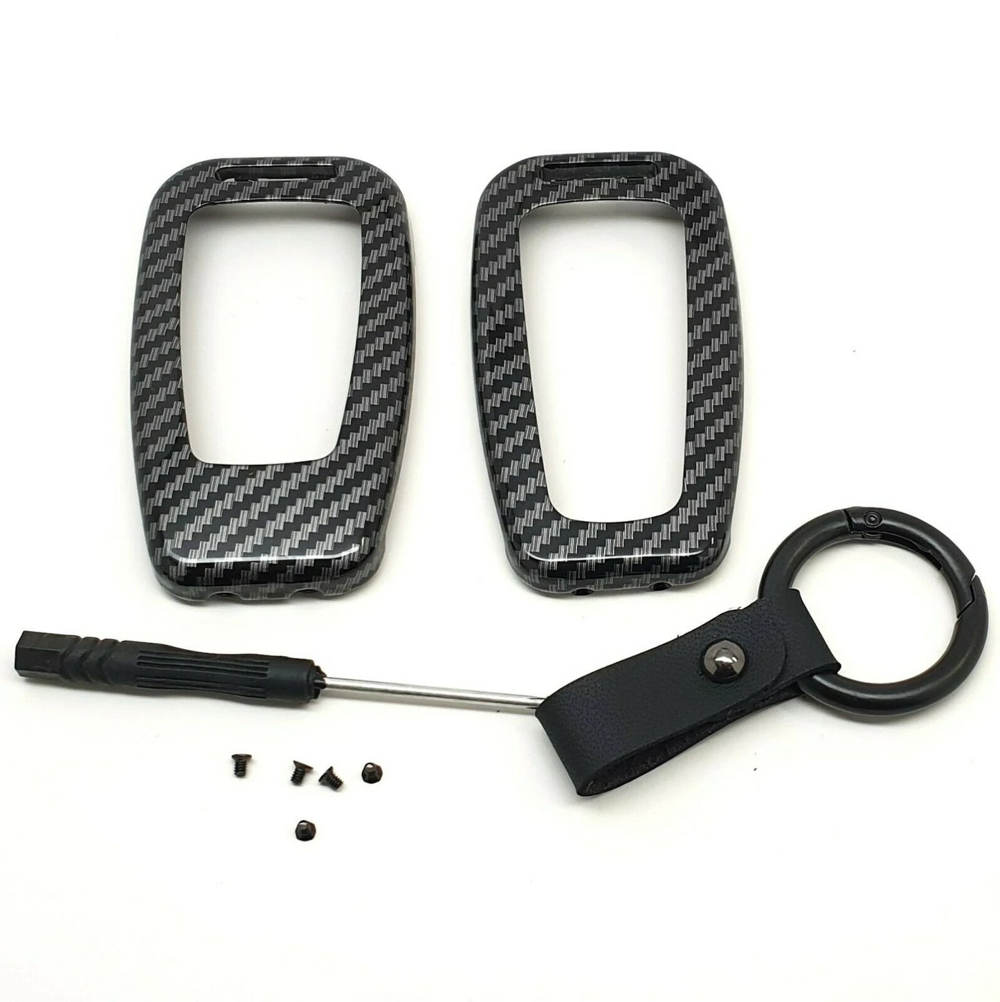 Car Black Remote Metal Key Fob Cover Case Carbon Fibre Print For Toyota CHR C-HR