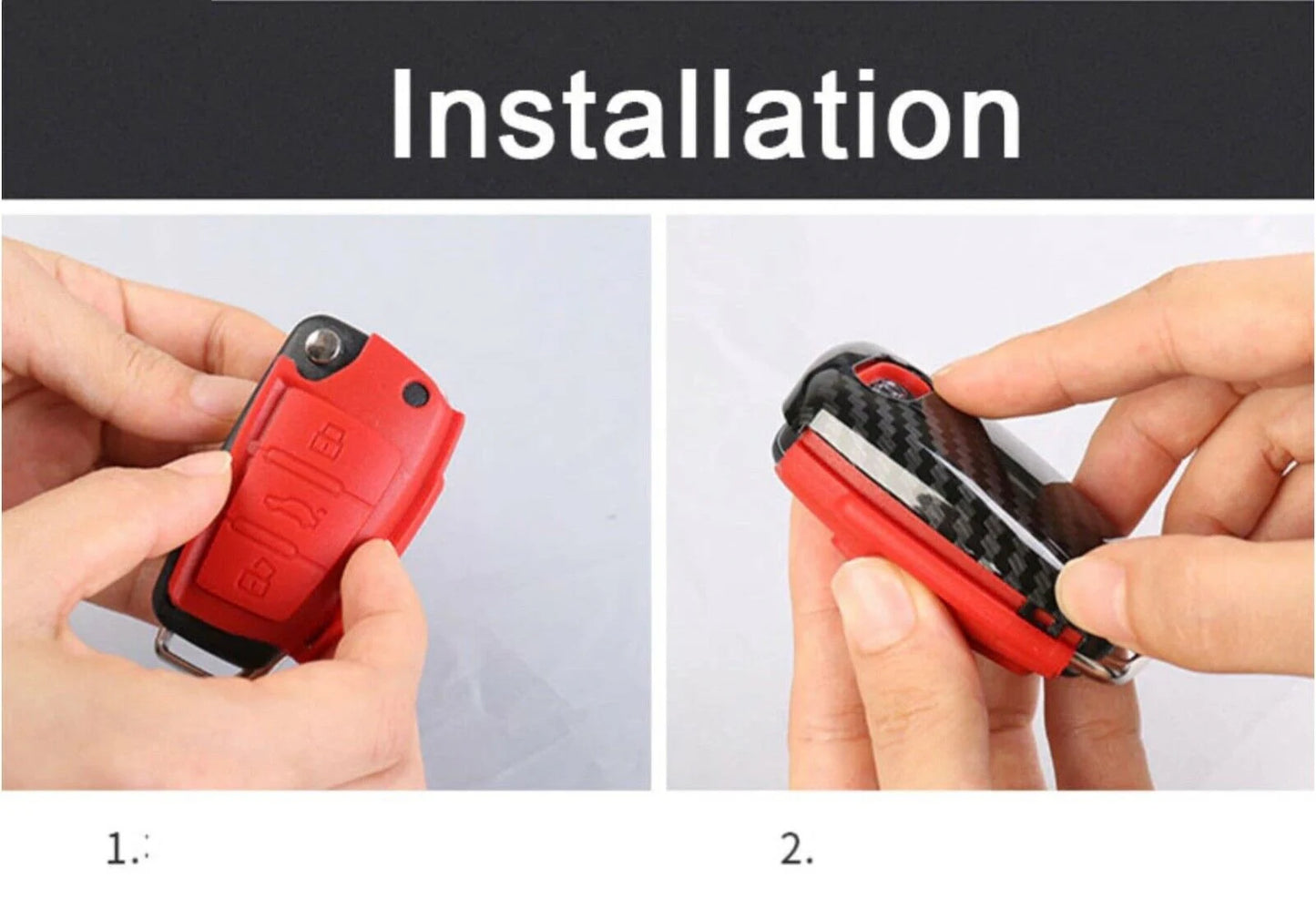 Car Key Shell Case Cover Fob Carbon Fiber For Audi A1 A3 A4 A6 Q3 Q7 TT