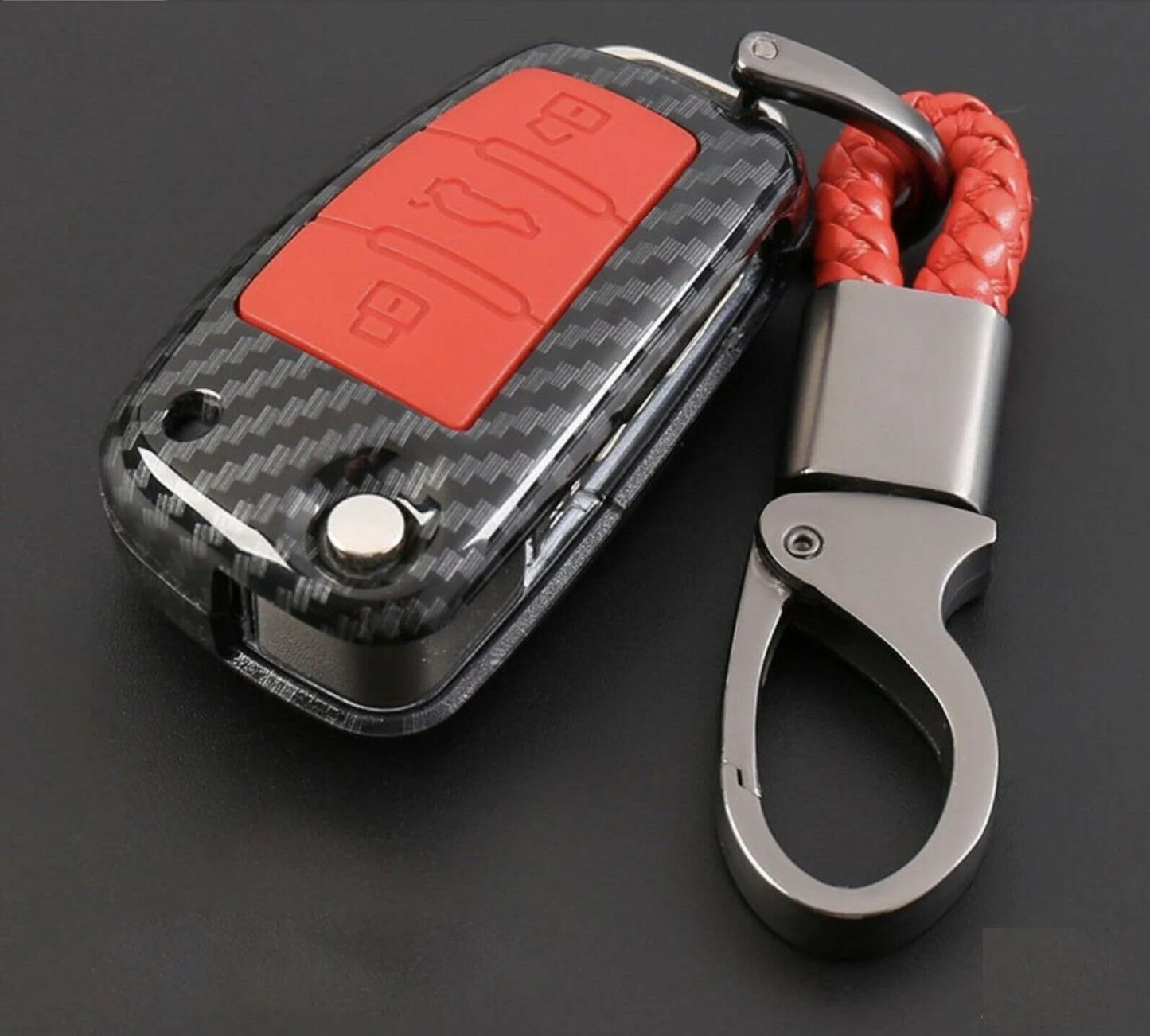 Car Key Shell Case Cover Fob Carbon Fiber For Audi A1 A3 A4 A6 Q3 Q7 TT