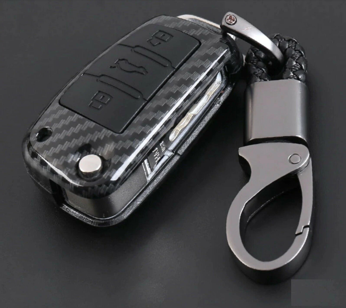 Car Key Shell Case Cover Fob Carbon Fiber For Audi A1 A3 A4 A6 Q3 Q7 TT