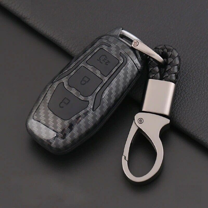 Carbon Fibre BLACK Ford Car Key Case Cover Shell Ford Fiesta Focus Mondeo Galaxy