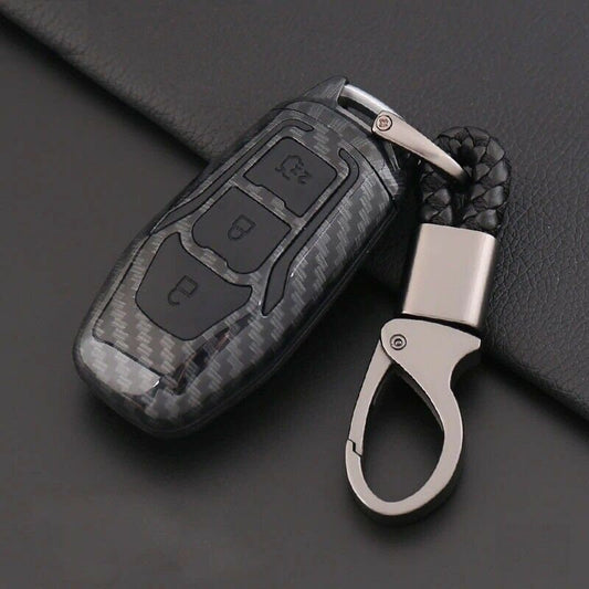 Carbon Fibre BLACK Ford Car Key Case Cover Shell Ford Fiesta Focus Mondeo Galaxy