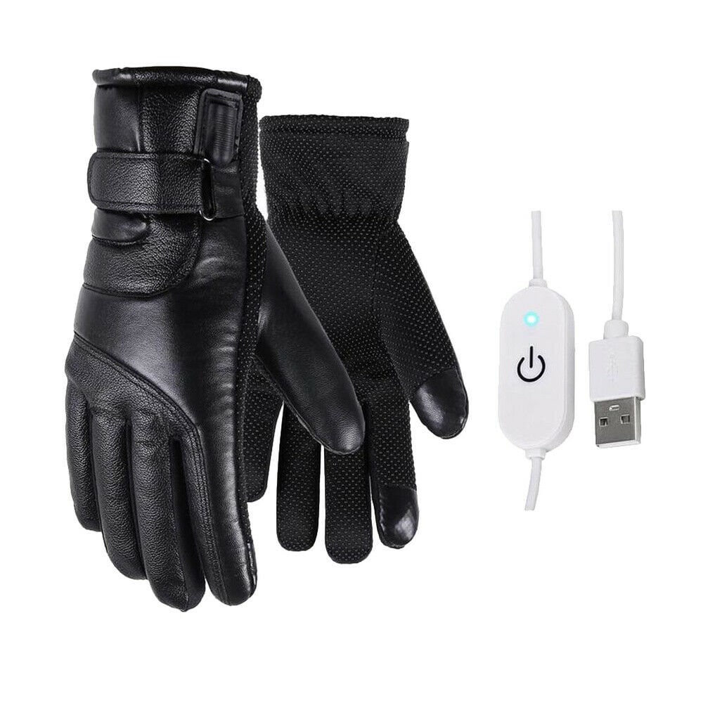 Electric Heated Gloves Warmer Hand USB Rechargeable Outdoor Motorcycle Cycling Button Control
