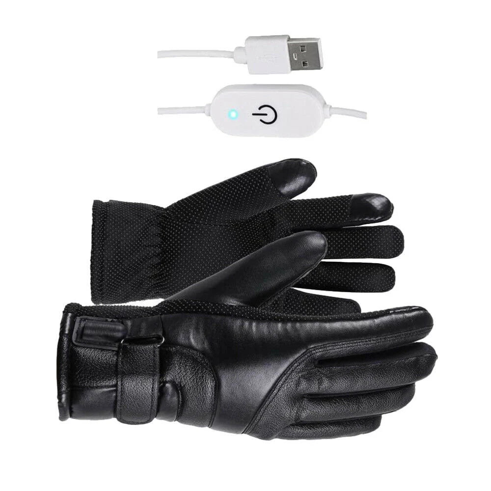 Electric Heated Gloves Warmer Hand USB Rechargeable Outdoor Motorcycle Cycling Button Control