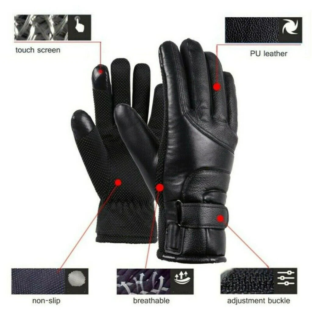 Electric Heated Gloves Warmer Hand USB Rechargeable Outdoor Motorcycle Cycling Button Control