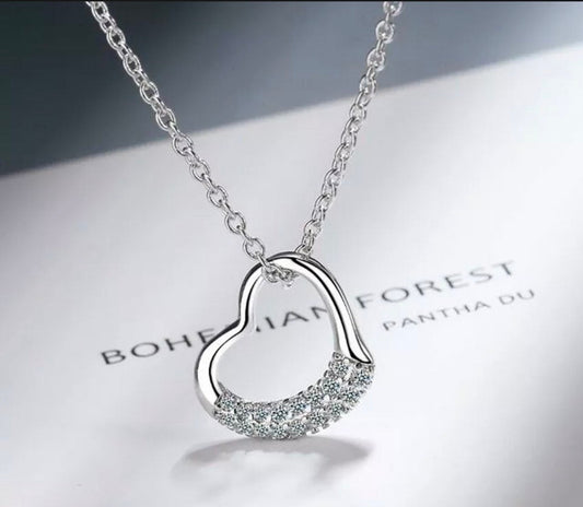 Crystal Heart Pendant 925 Sterling Silver Chain Necklace Womens Jewellery New UK