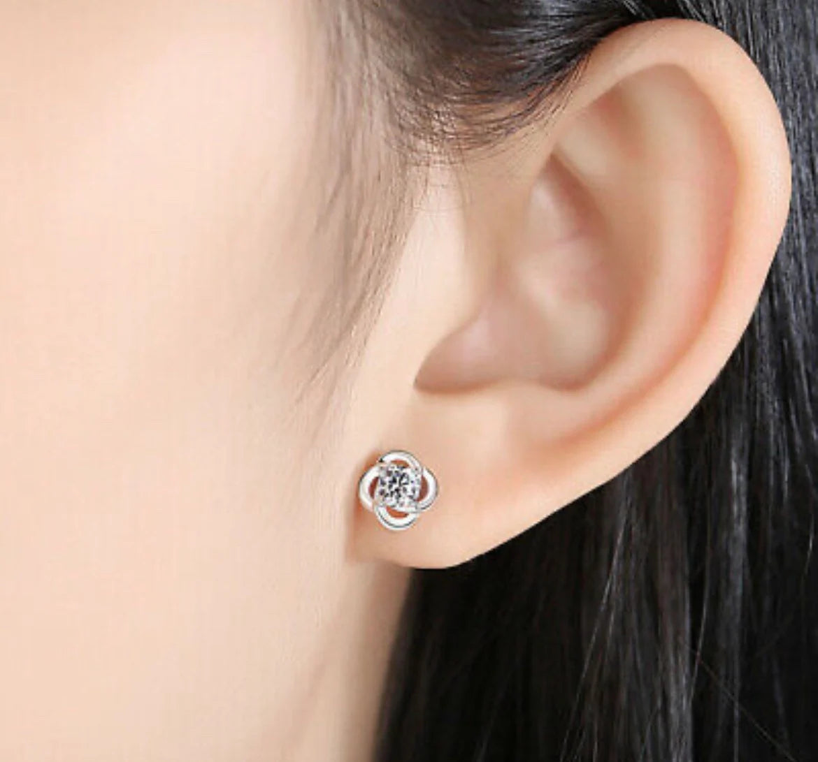 Crystal Swirl Stone Stud Earrings 925 Sterling Silver Women’s Jewellery Gift Uk Christmas gift Birthday gift valentines gift