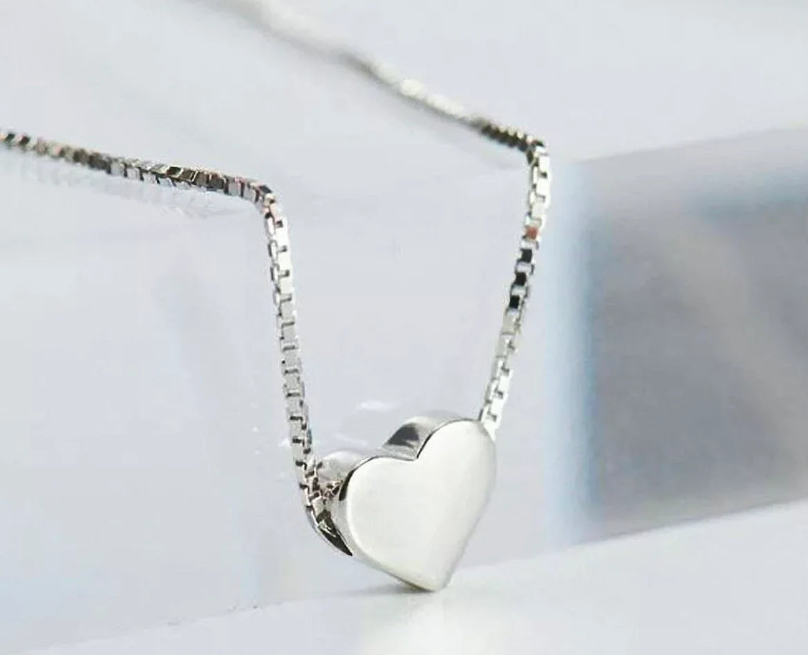 Heart Charm Pendant 925 Sterling Silver Chain Necklace Women Jewellery Gift