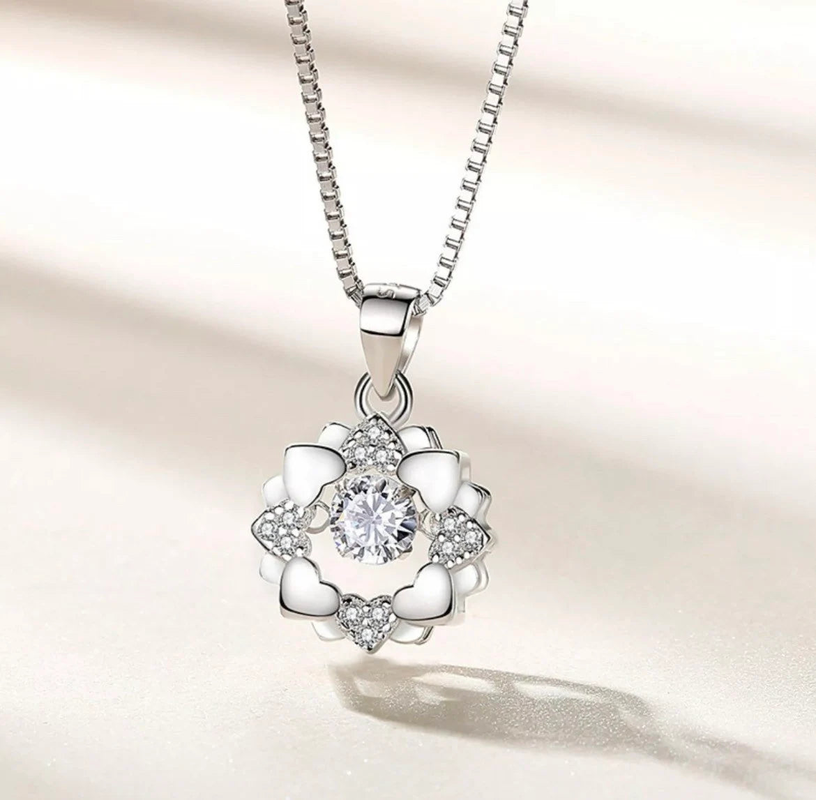 Heart Overlay Pendant 925 Sterling Silver Chain Necklace Womens Jewellery Gift