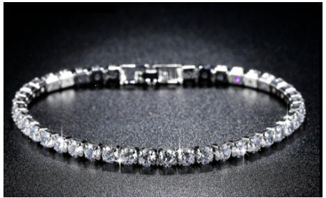 White Cubic Zirconia 7 Inch Silver Tennis Bracelet Jewellery