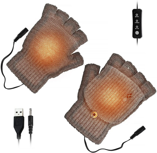USB Heated Gloves for Women & Men, Cestmall Full and Half Hands Heated Finger less