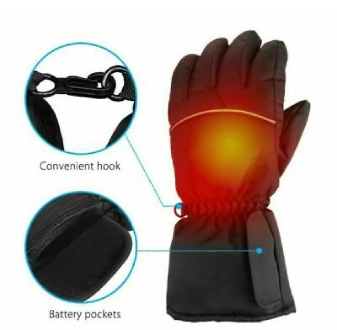 Pairs Motorcycle Motorbike Heated Gloves Winter Warm Battery Electric Waterproof