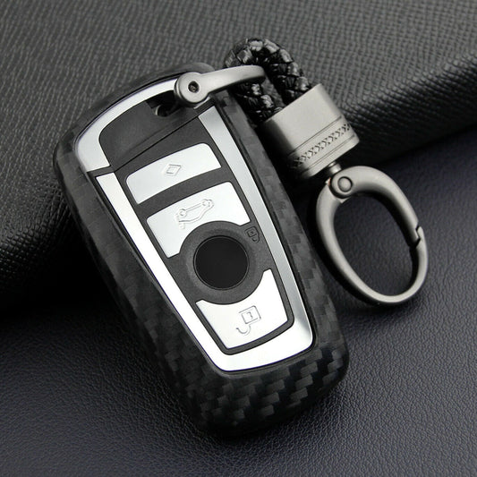 compatible BMW 1 2 3 4 5 6 7 Series X3 X4 Carbon Fiber Key Case Cover Fob Holder Shell
