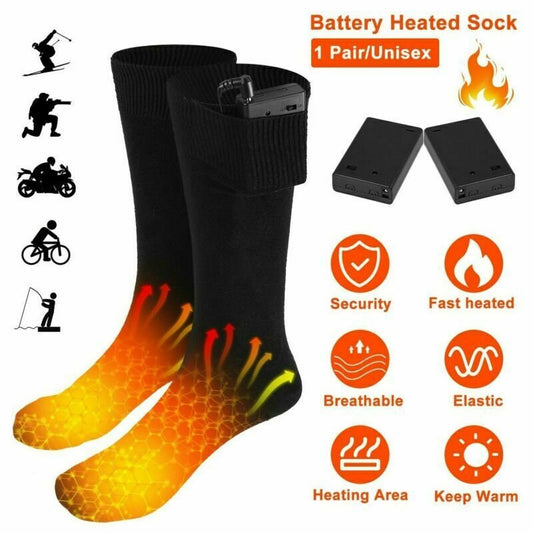 Unisex Electric Heated Socks Rechargeable Battery Power Foot Winter Warmer Sock