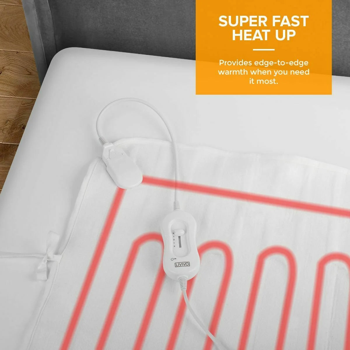 Livivo Super Cosy Electric Blanket Under Heated Fast Heat Single
