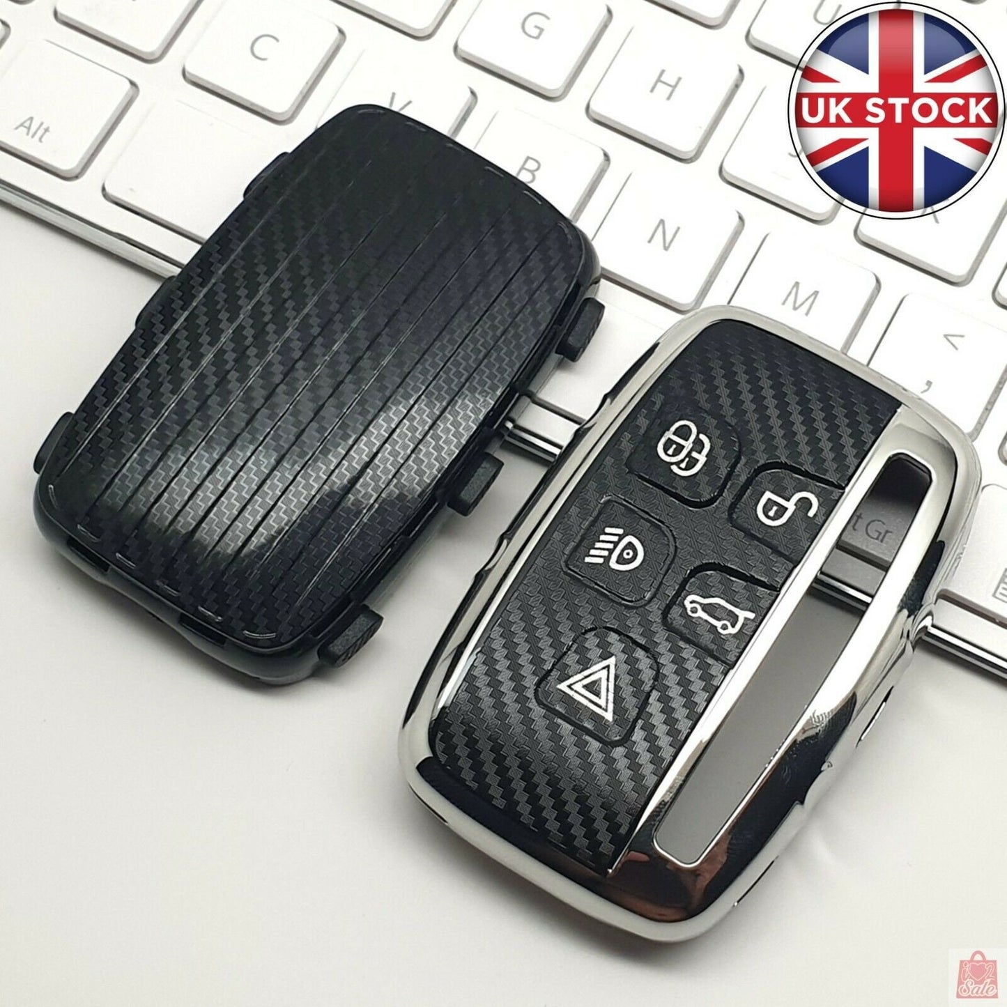 Carbon Fibre Pattern TPU Car Key Fob Cover Case For Land Range Rover Jaguar XF