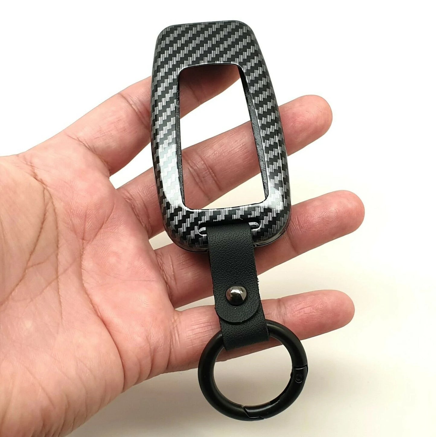 Car Black Remote Metal Key Fob Cover Case Carbon Fibre Print For Toyota CHR C-HR