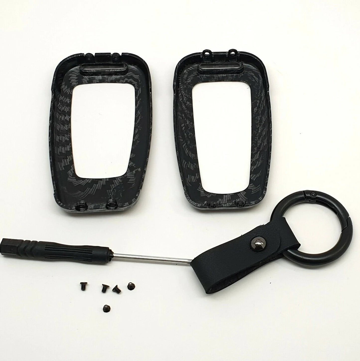 Car Black Remote Metal Key Fob Cover Case Carbon Fibre Print For Toyota CHR C-HR