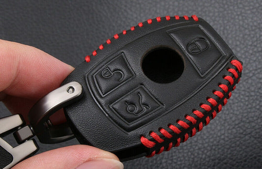 Car Black Leather Remote Key Fob Cover Case For Mercedes Benz AMG W203 W210 W211