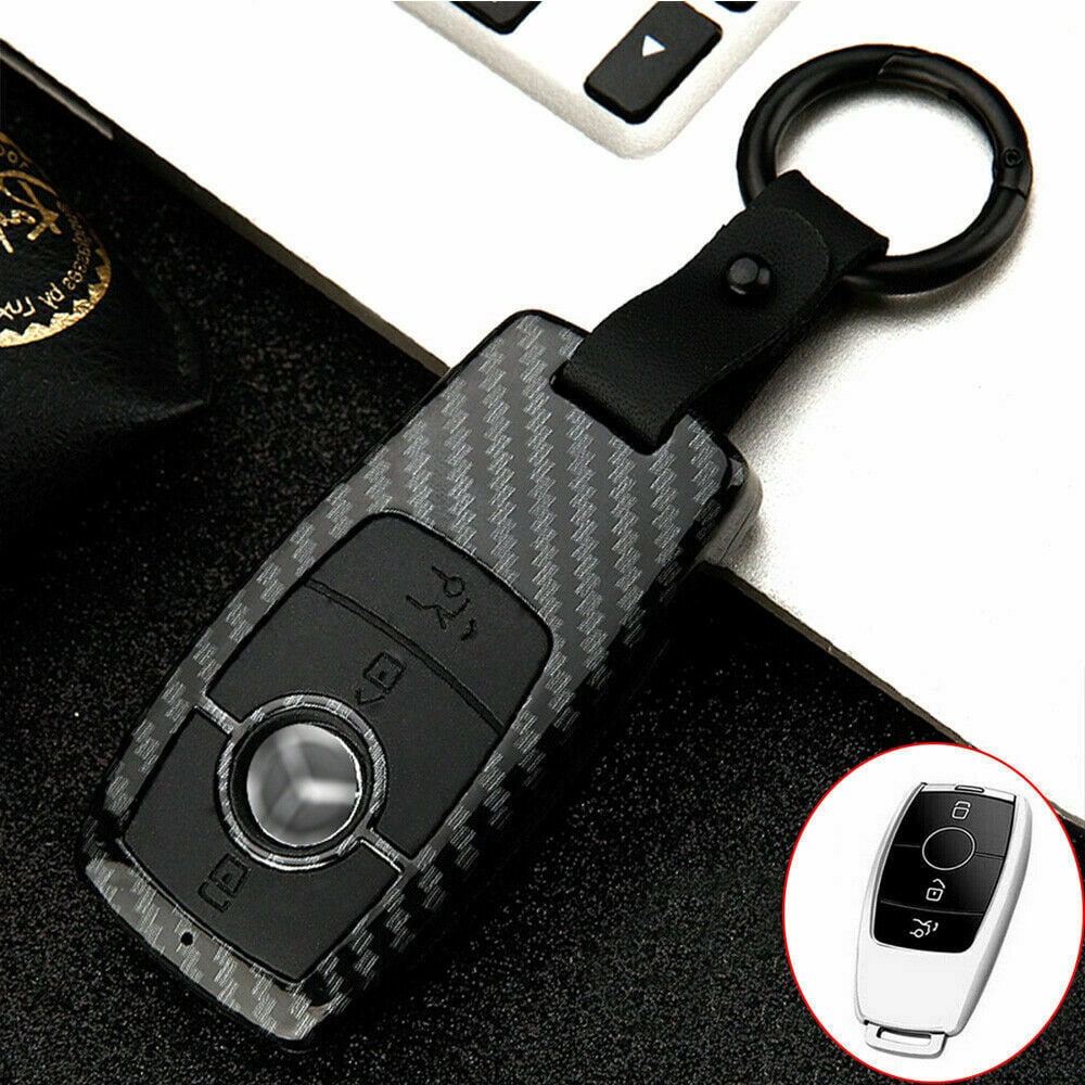 Carbon Black Remote Key Case Cover 3 Button For Mercedes Benz A C E S Class GLA