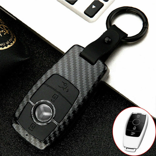 Carbon Black Remote Key Case Cover 3 Button For Mercedes Benz A C E S Class GLA