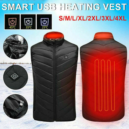Winter Heated Vest Warm Body Electric USB Mens Heating Coat Jacket