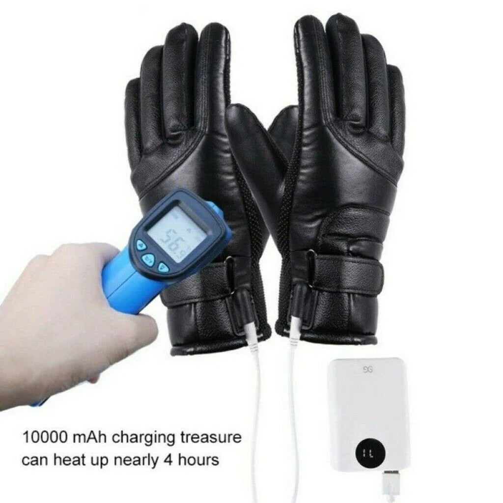 Electric Heated Gloves Warmer Hand USB Rechargeable Outdoor Motorcycle Cycling Button Control