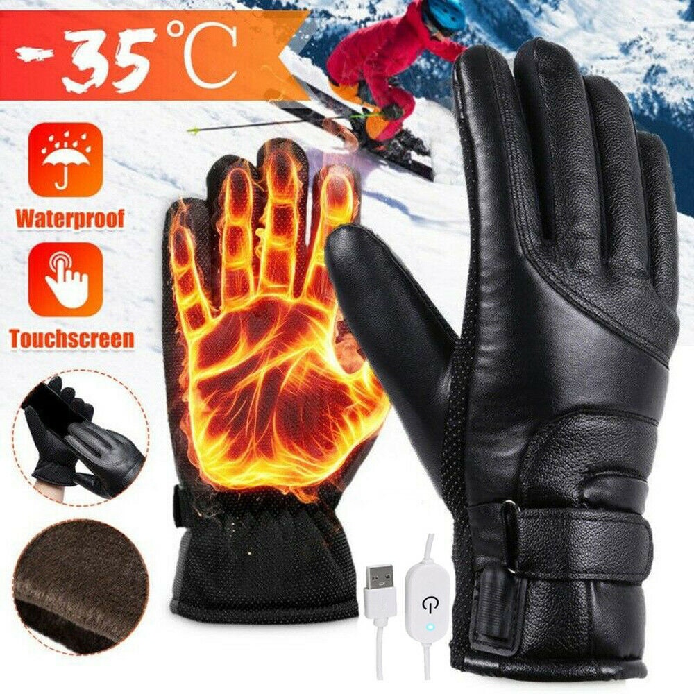 Electric Heated Gloves Warmer Hand USB Rechargeable Outdoor Motorcycle Cycling Temperature Adjustable