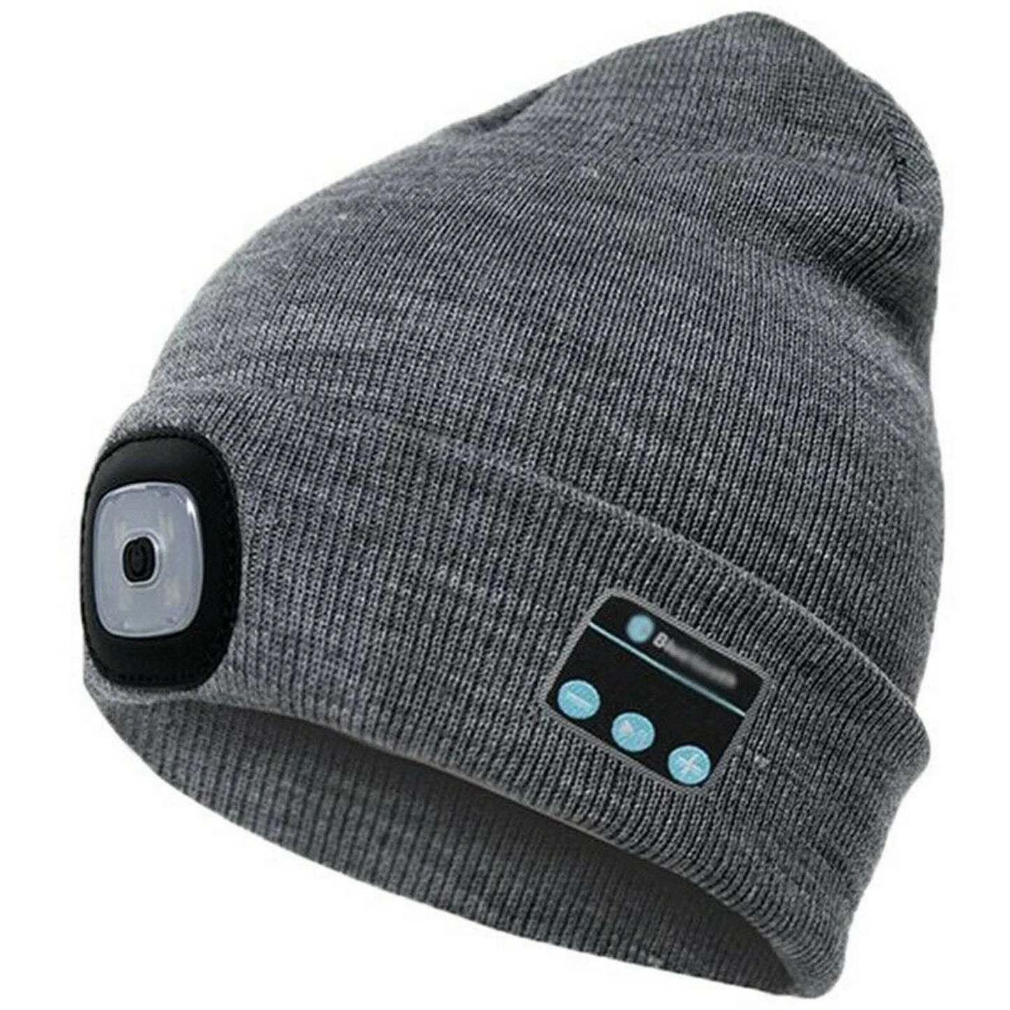 Grey Rechargeable Wireless Bluetooth LED Hat with Music Speakers Light Beanie Warm