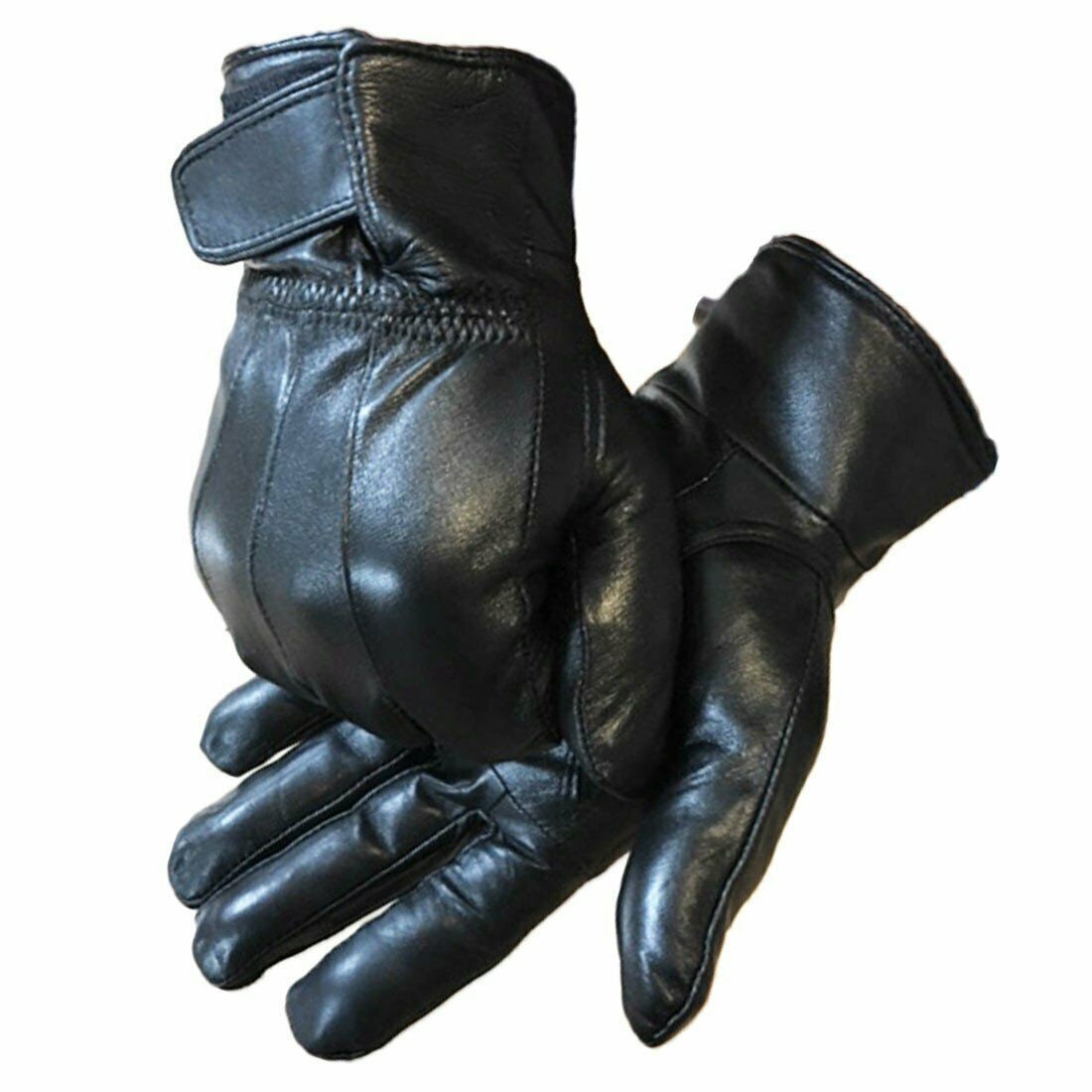 Men's Super Soft Thermal Lined Leather Winter Gloves Black Medium