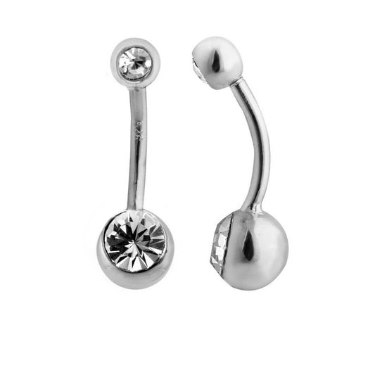 Belly Bars Navel Bar Button Ring CZ Gem Body Piercing Jewellery Surgical Steel
