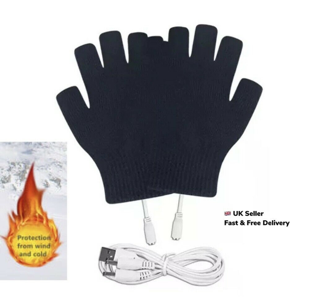 Men Women Electric Heated Gloves USB Rechargeable Insulated Warm Thermal Black Gloves