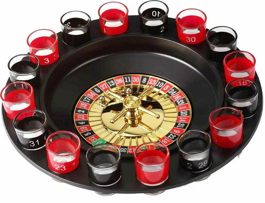 Casino Party Glasses Game Spin & Shot Roulette Wheel Drinking Set for Adults 18+