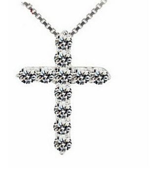 Crystal Cross Pendant Necklace Sterling Silver Chain Jewellery
