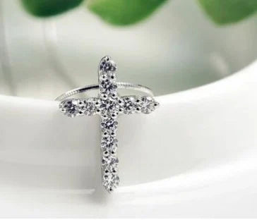 Crystal Cross Pendant Necklace Sterling Silver Chain Jewellery