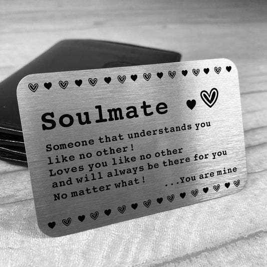 Soulmate Gift For Him Her Metal Card Valentines Day Anniversary Gift Keepsake