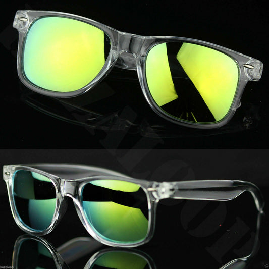 Unisex Sunglasses Classic Square Mirror Shades Vintage Retro Clear Fame