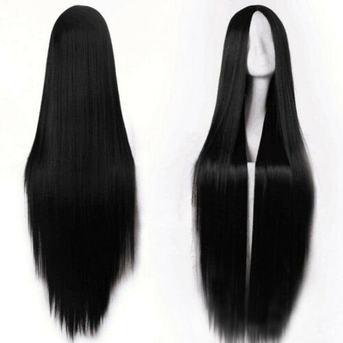 Womens Ladies Black Long Wig - easy to use
