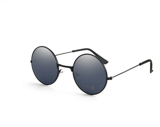Black Unisex Lens Round Teashades Circle Sunglasses
