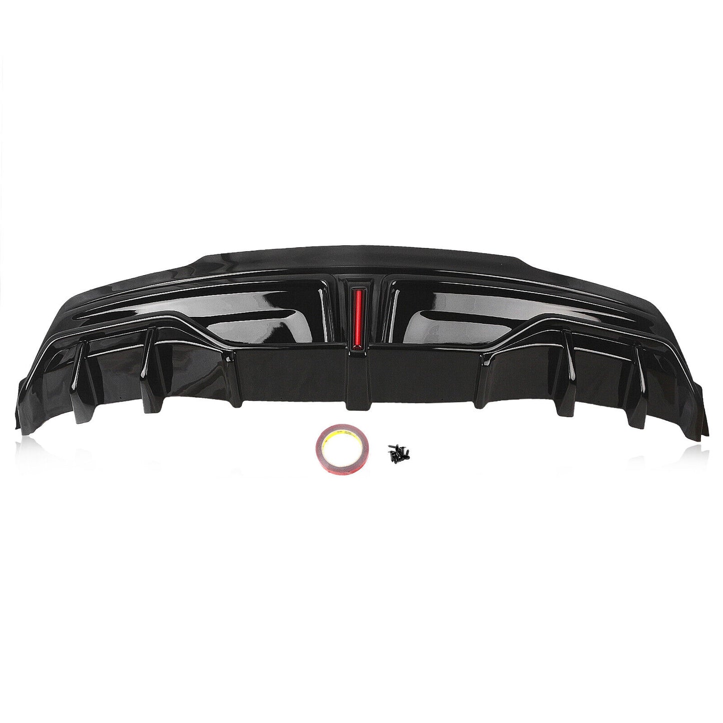 Gloss Black Rear Bumper Diffuser Lip For Tesla Model Y 2020 2021-2022 with Light
