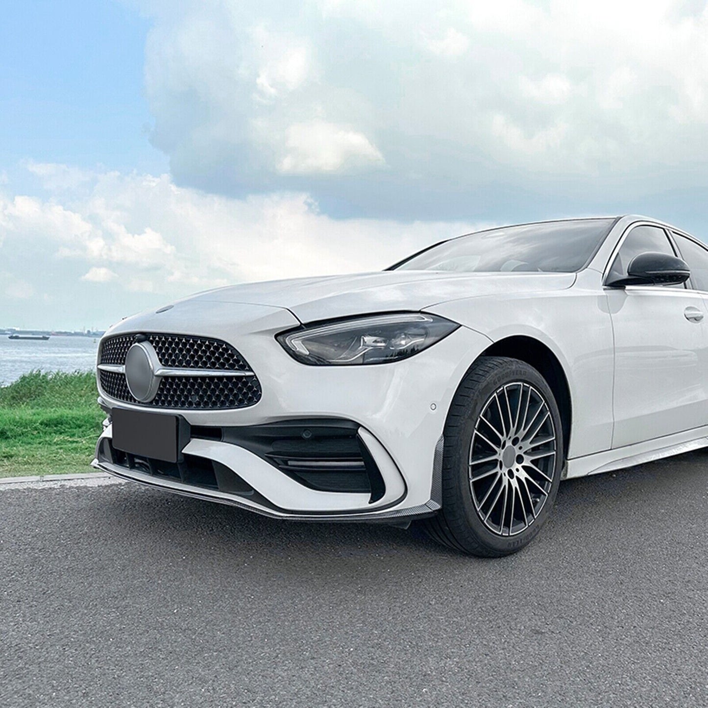 Front Bumper Spoiler Lip For Benz C Class W206 S206 C200 C260 C43 AMG 2022-2024