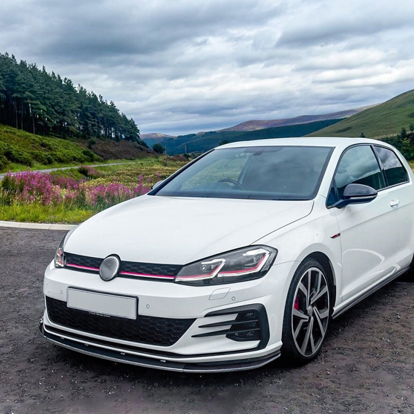 Front Bumper Splitter Lip Kit For Golf MK7.5 GTI R Rline 2017-2019 Carbon Look