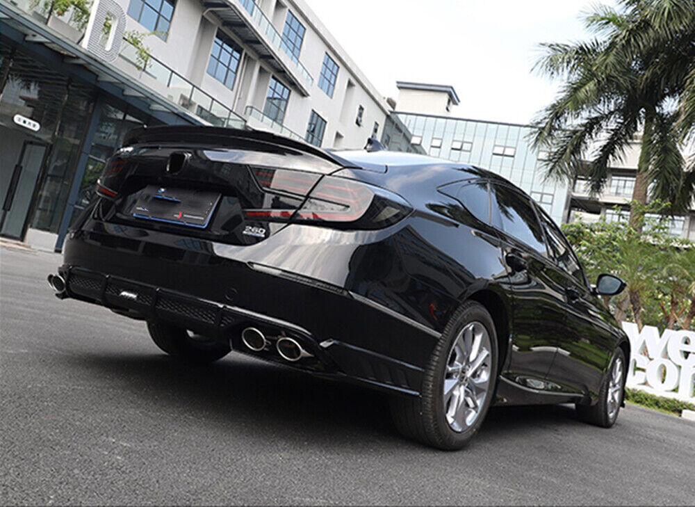 1Set Rear Diffuser+Exhaust Pipe+Black Side Cover Trim Lip For Honda Accord 18-21