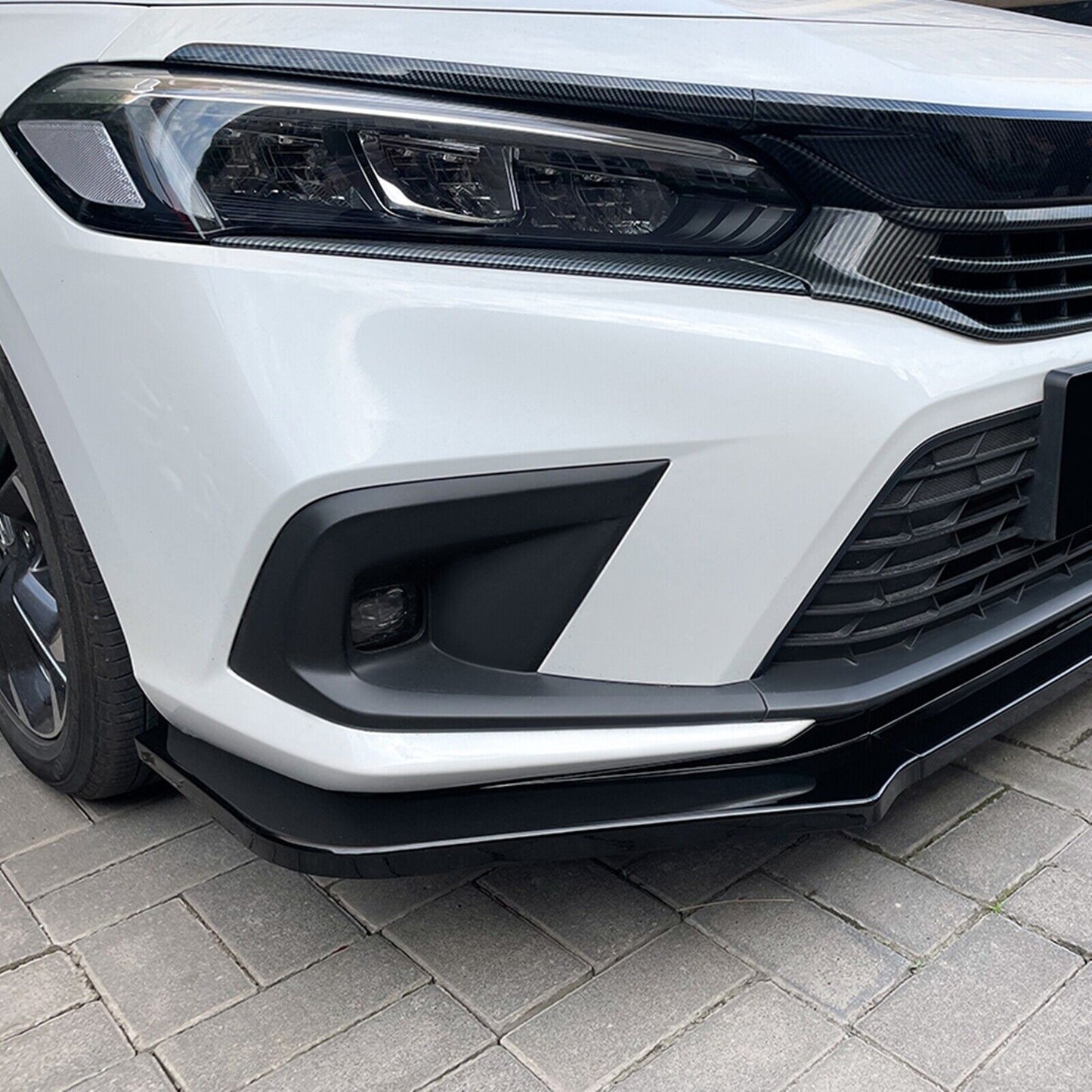 3Pcs Front Bumper Spoiler Lip For Honda Civic 11th All Models 2021-2024 Black