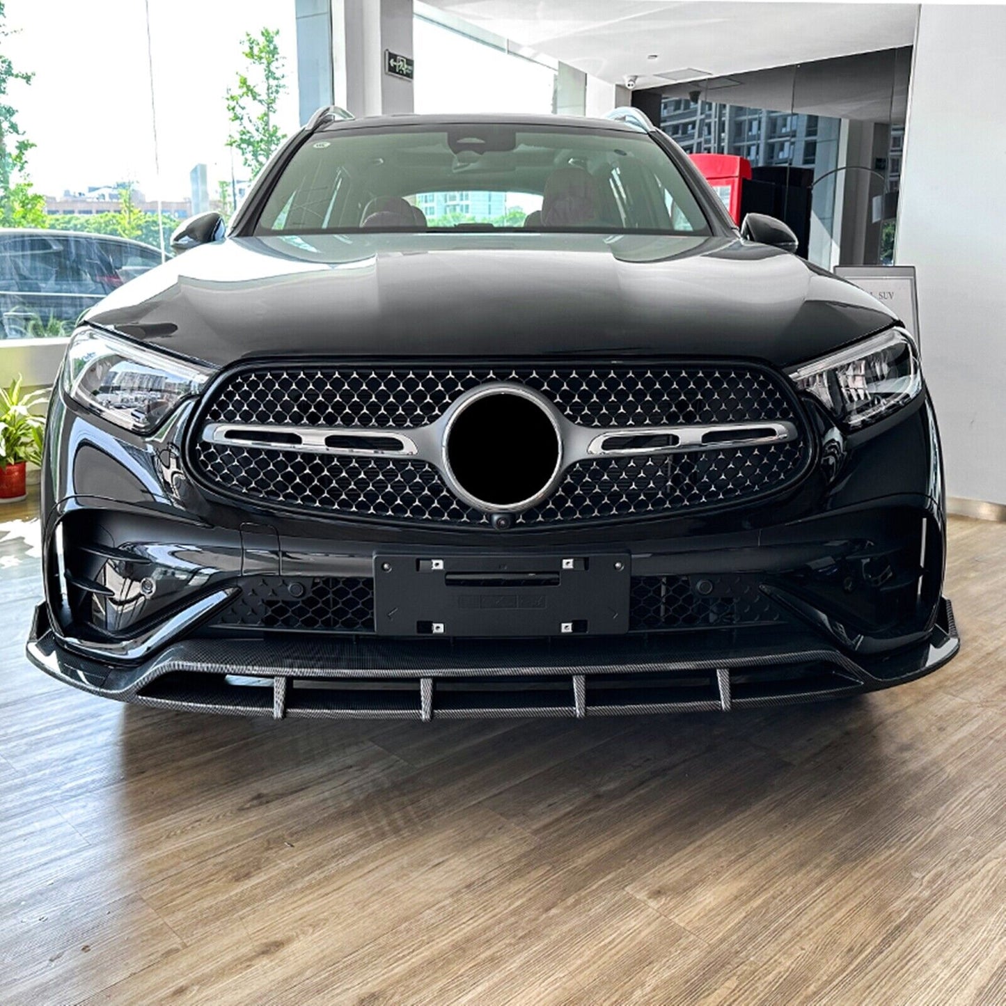 Front Bumper Spoiler Lip For Benz GLC Class X254 2023-UP GLC260 AMG Carbon Look