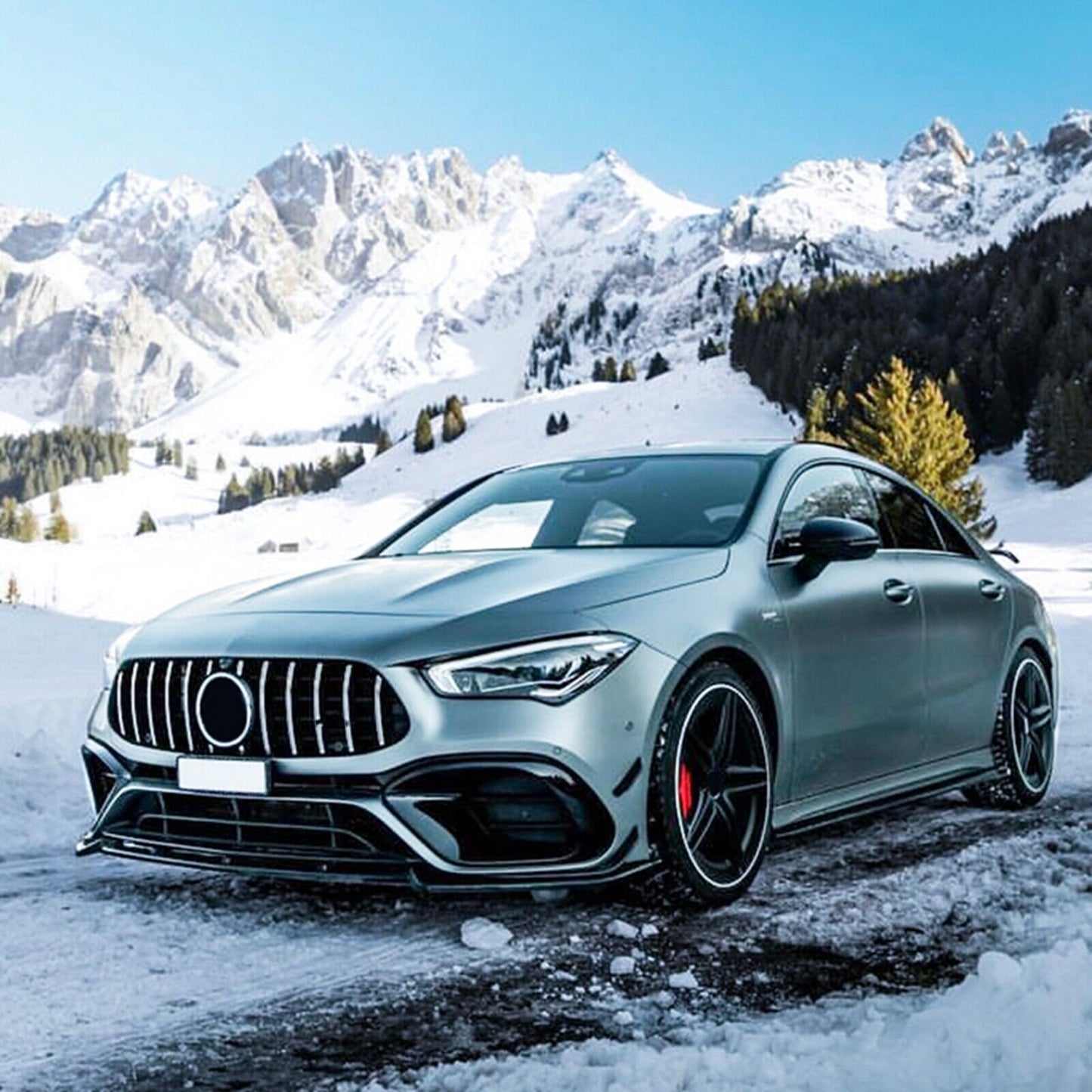 Gloss Black Front Bumper Spoiler Lip Kit For Benz CLA C118 CLA45 AMG 2019-2023