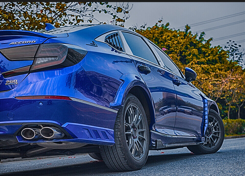 1Set Rear Diffuser+Exhaust Pipe+Blue Side Cover Trim Lip For Honda Accord 18-21