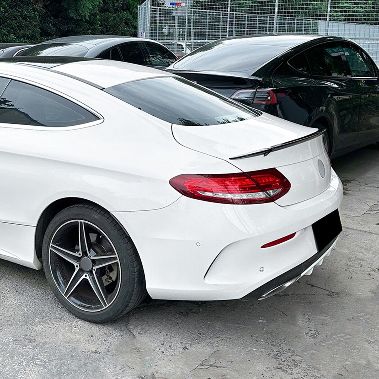 Car Rear Trunk Spoiler Wing For Benz C Class Coupe C205 C200 AMG 2015-2021 Black