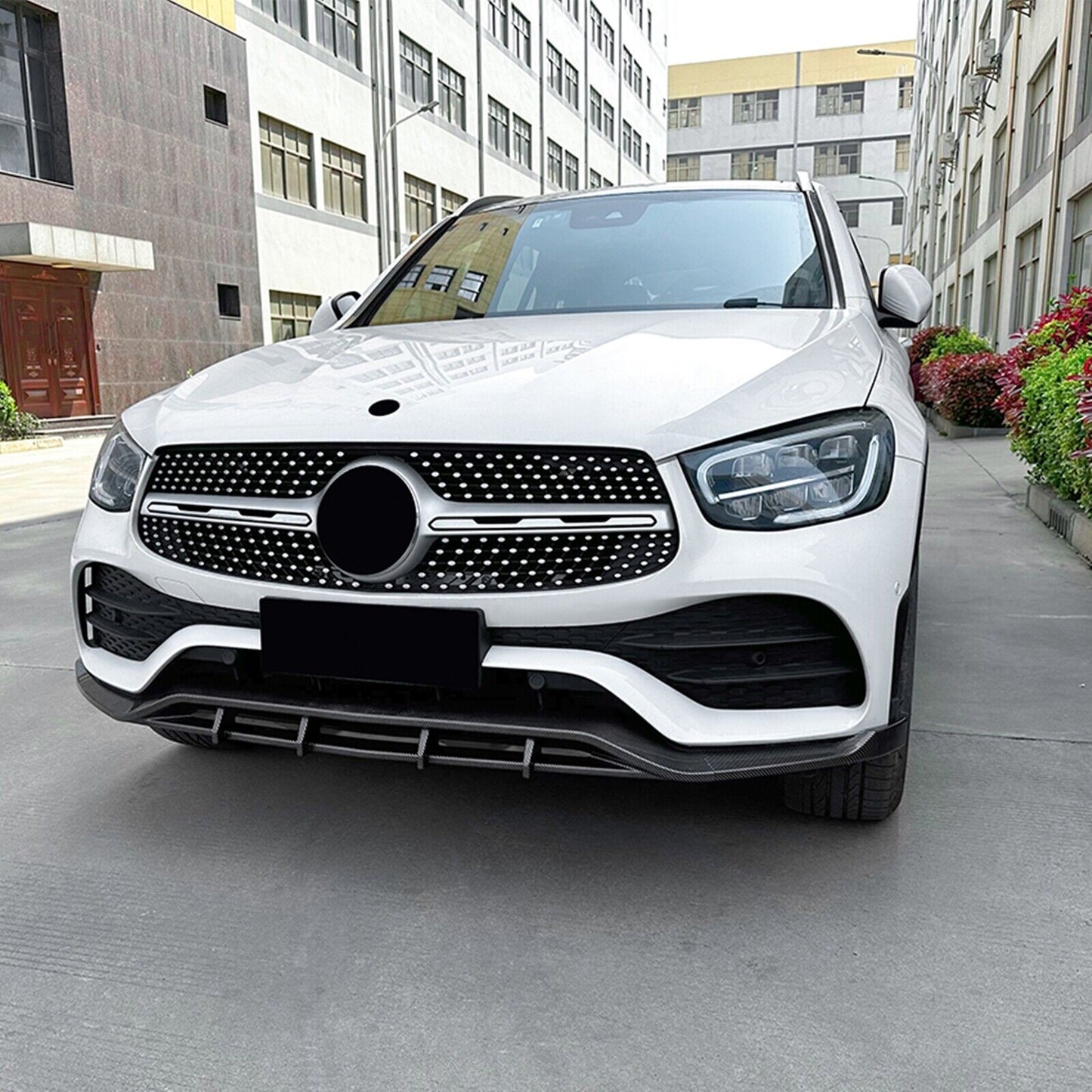 Front Bumper Spoiler Lip For Benz GLC Class X253 GLC200 2020-2022 AMG Carbon Fiber